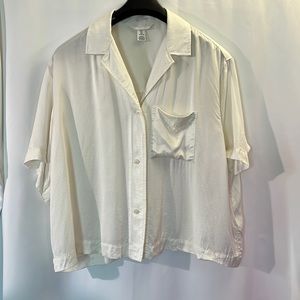 H&M slinky white button up shirt